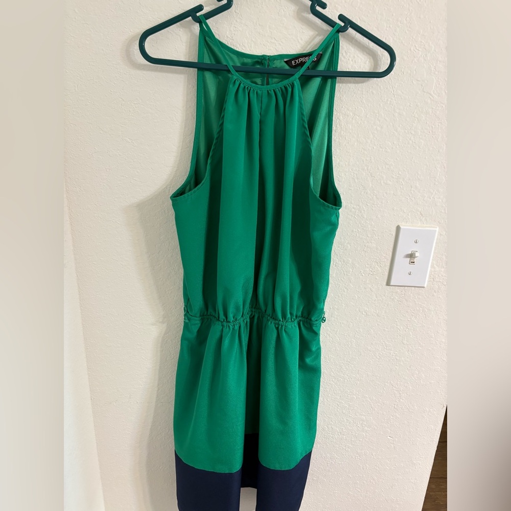 Express Emerald Green & Navy Blue Color-block dress. NWOT.